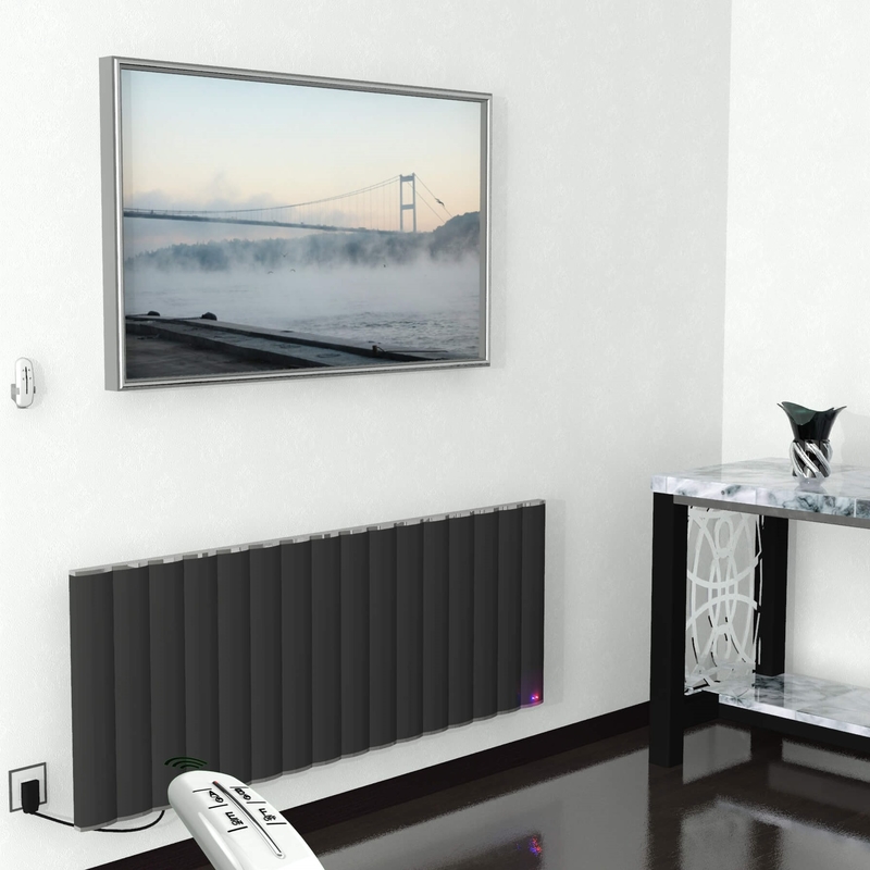 Radiateur électrique en aluminium 600x1600 Anthracite 1600W Télécommande
