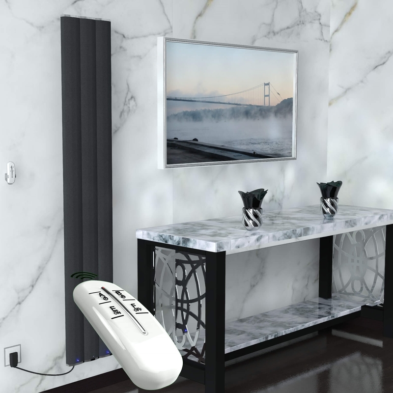 Radiateur électrique en aluminium 1800x300 Anthracite 600W Télécommande