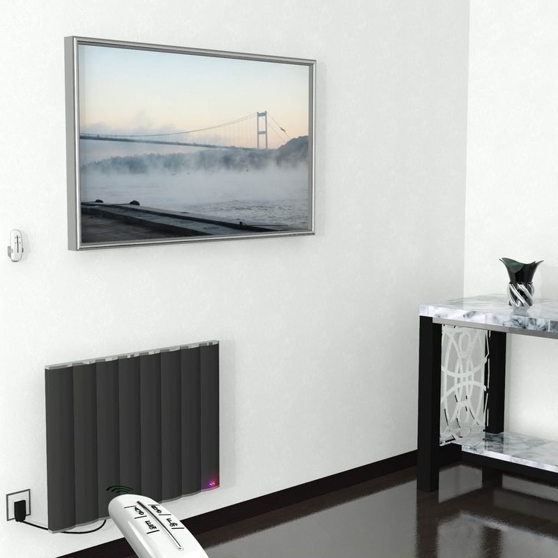 Radiateur électrique en aluminium 600x800 Anthracite 800W Télécommande