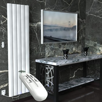  - Elektrikli Alüminyum Radyatör 1000 Watt 1800x500 Beyaz Uzaktan Kumandalı