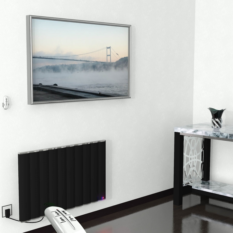 Elektrikli Alüminyum Radyatör 1000 Watt 600x1000 Siyah Uzaktan Kumandalı