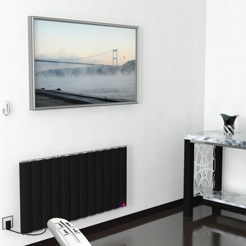 - Elektrikli Alüminyum Radyatör 1200 Watt 600x1200 Mat Siyah Uzaktan Kumandalı