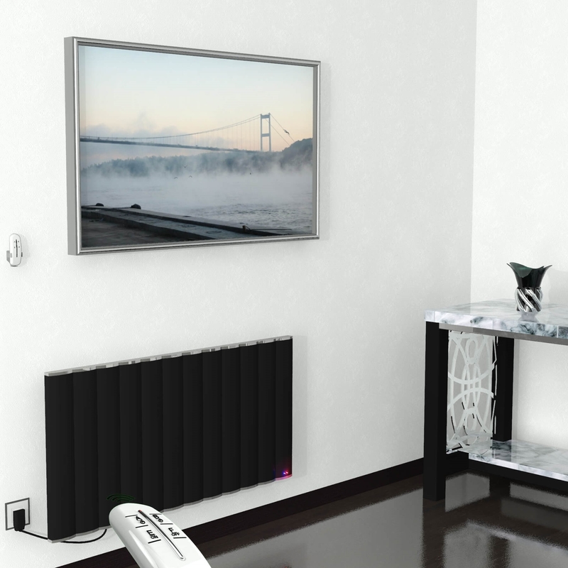 Elektrikli Alüminyum Radyatör 1200 Watt 600x1200 Siyah Uzaktan Kumandalı