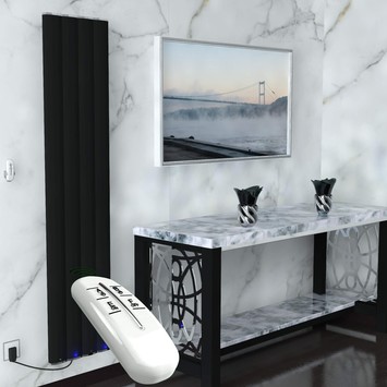  - Elektrikli Alüminyum Radyatör 800 Watt 1800x400 Mat Siyah Uzaktan Kumandalı