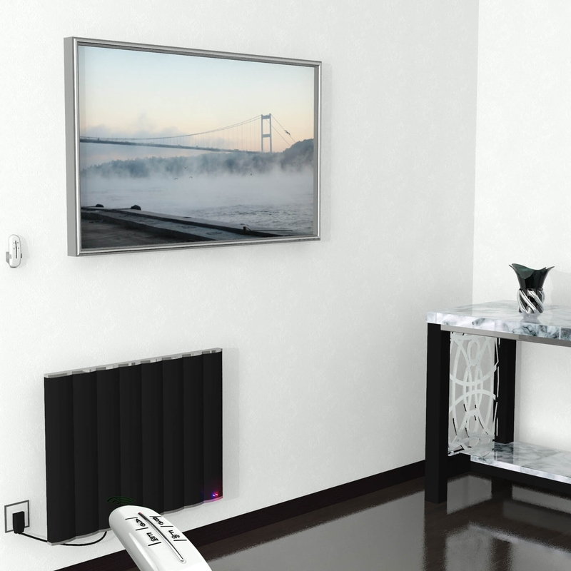 Elektrikli Alüminyum Radyatör 800 Watt 600x800 Siyah Uzaktan Kumandalı