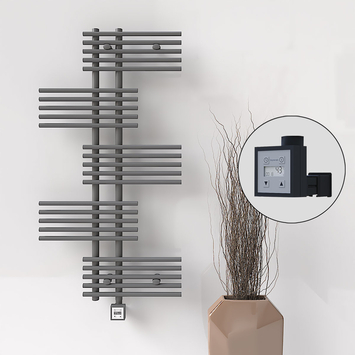 Radiva - FIJI Electric Towel Warmer 650x1250 Anthracite (KTX3 Thermostat) 600W