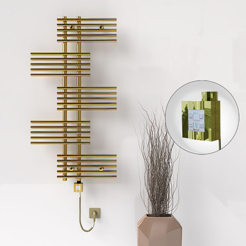 Radiva - FIJI Electric Towel Warmer 650x1250 Gold (KTX4 Thermostat) 300W Spiral Cable