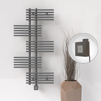 Radiva - FIJI Electric Towel Warmer 650x1250 Anthracite (KTX1 Thermostat) 600W
