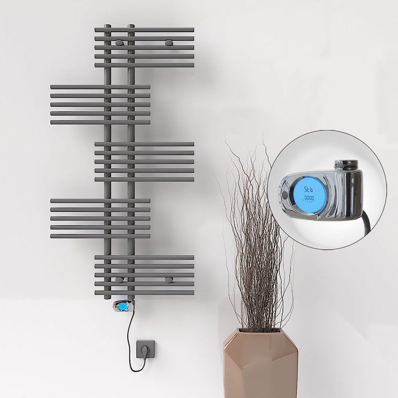 FIJI Electric Towel Warmer 650x1250 Anthracite (Musa Thermostat) 600W