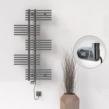 Radiva - FIJI Electric Towel Warmer 650x1250 Anthracite (Thesis Thermostat) 600W