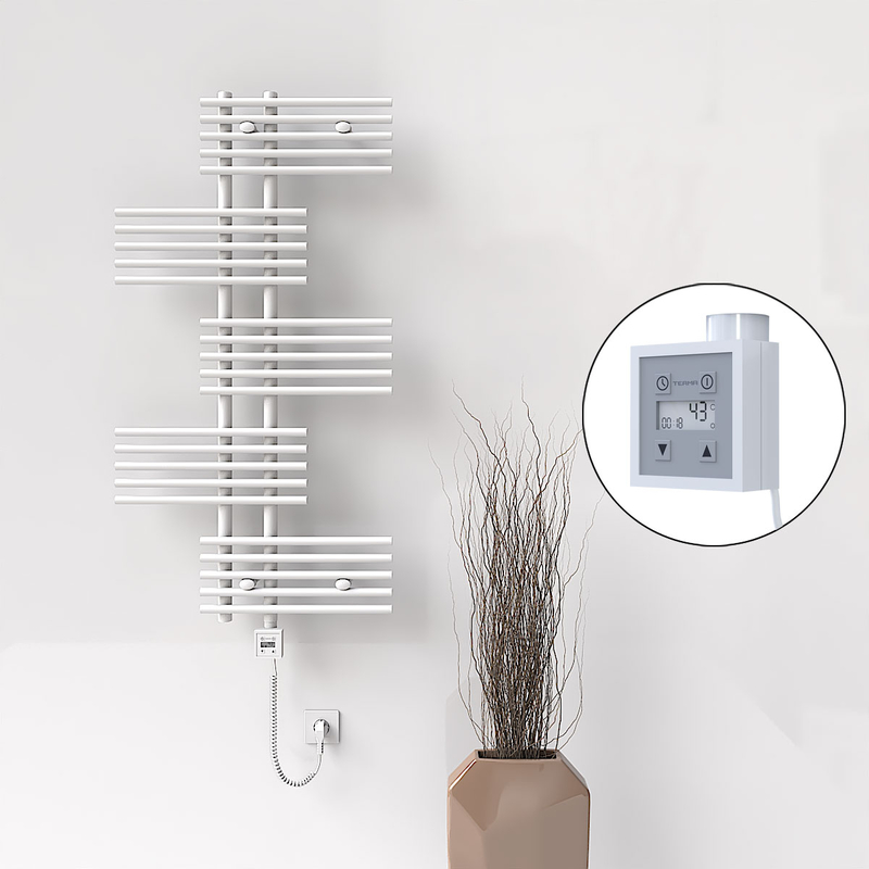 FIJI Electric Towel Warmer 650x1250 White (KTX3 Thermostat) 600W Spiral Cable