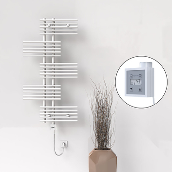  - Fiji Sèche Serviettes Electrique 650x1250 Blanc Ktx3 1000 Watt Câble en spirale