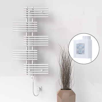  - Fiji Sèche Serviettes Electrique 650x1250 Blanc Ktx4 1000 Watt Câble en spirale