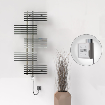 Radiva - Fiji Sèche Serviettes Electrique 650x1250 Chrome Ktx3 300 Watt Câble en spirale