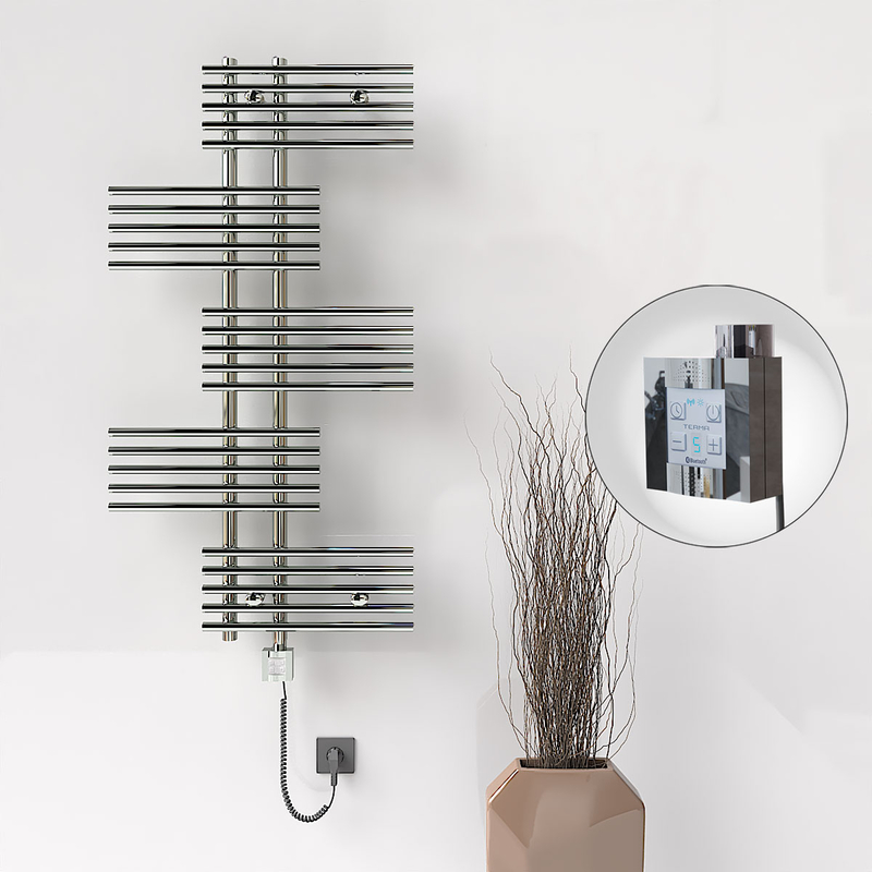 Fiji Sèche Serviettes Electrique 650x1250 Chrome Ktx4 300 Watt Câble en spirale