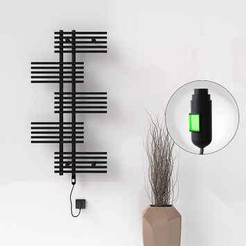 Radiva - FIJI Electric Towel Warmer 650x1250 Black Matt (On/Off Button) 600W Radiva - FIJI Electric Towel Warmer 650x1250 Black Matt (On/Off Button) 600W