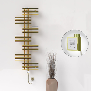 Radiva - FIJI Electric Towel Warmer 650x1762 Gold (KTX3 Thermostat) 600W Spiral Cable