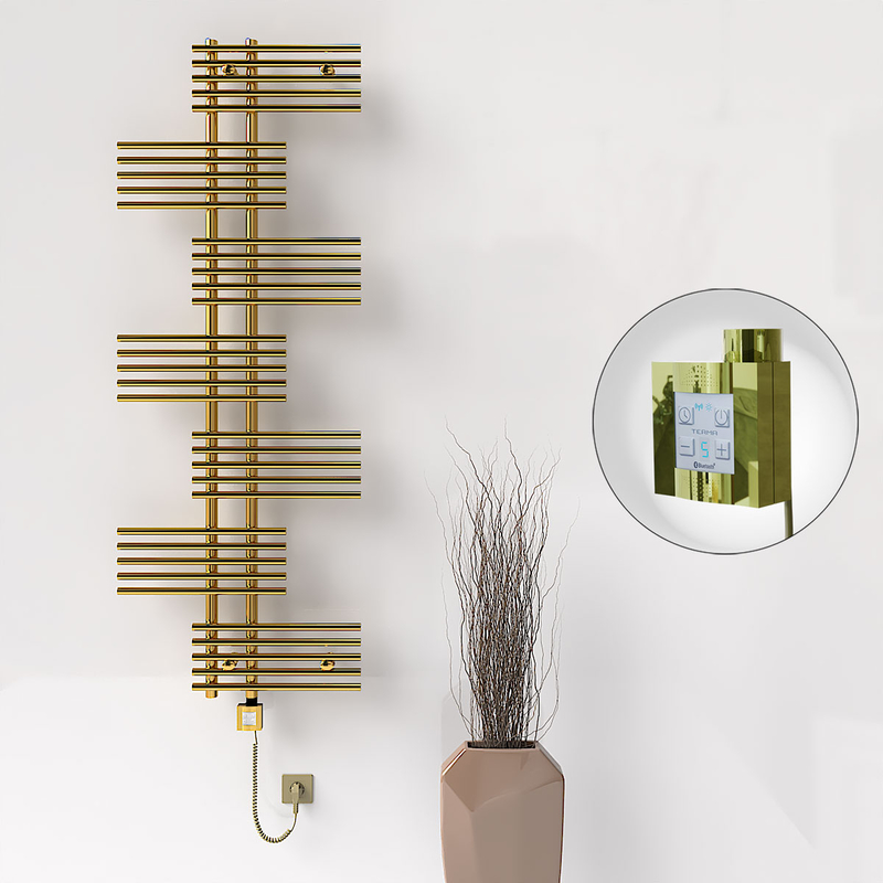 FIJI Electric Towel Warmer 650x1762 Gold (KTX4 Thermostat) 600W Spiral Cable