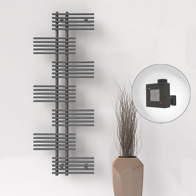 FIJI Electric Towel Warmer 650x1762 Anthracite (KTX1 Thermostat) 1000W