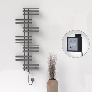 Radiva - FIJI Electric Towel Warmer 650x1762 Anthracite (KTX3 Thermostat) 1000W Spiral Cable