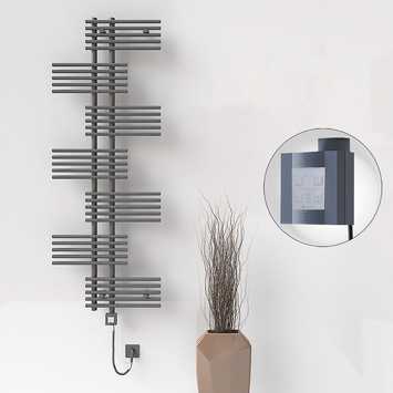 Radiva - FIJI Electric Towel Warmer 650x1762 Anthracite (KTX4 Thermostat) 1000W Spiral Cable