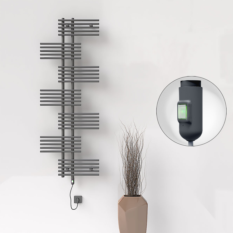 FIJI Electric Towel Warmer 650x1762 Anthracite (On/Off Button) 900W