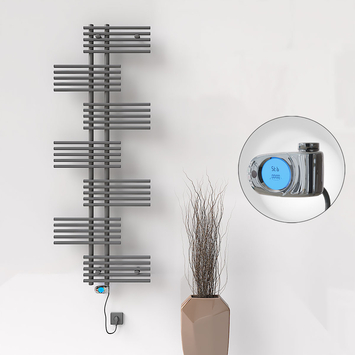 Radiva - FIJI Electric Towel Warmer 650x1762 Anthracite (Musa Thermostat) 900W