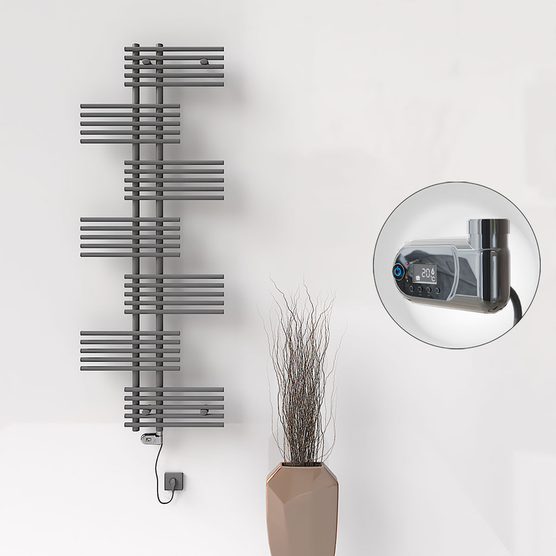 FIJI Electric Towel Warmer 650x1762 Anthracite (Thesis Thermostat) 900W