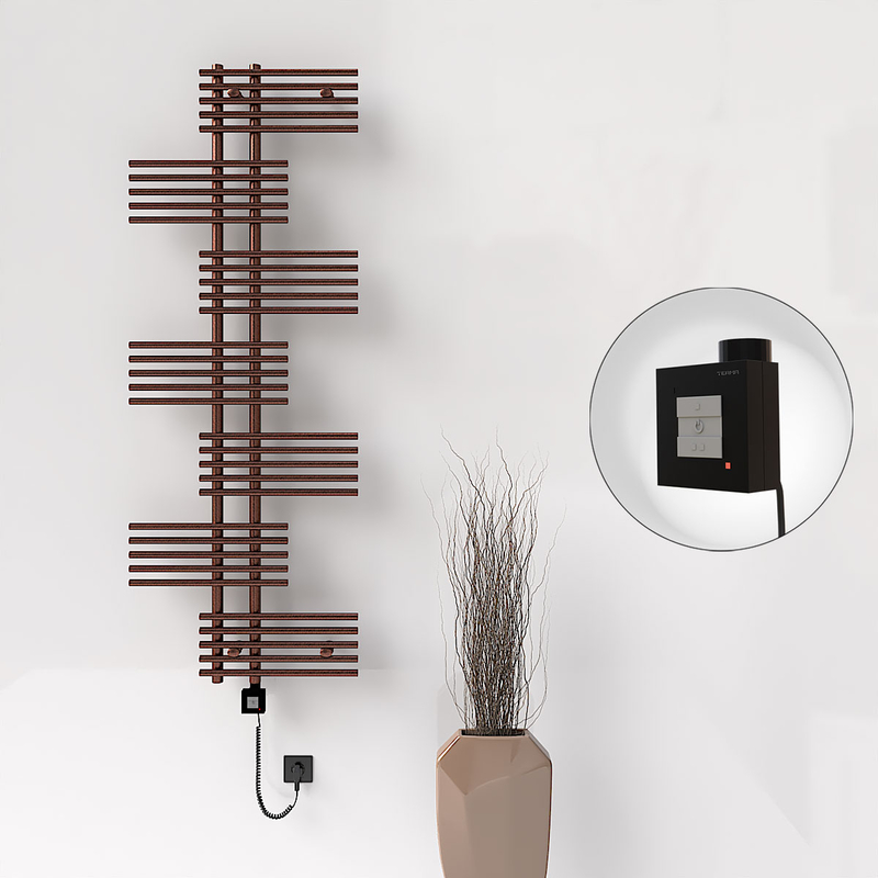 FIJI Electric Towel Warmer 650x1762 Antique Copper (KTX1 Thermostat) 600W Spiral Cable