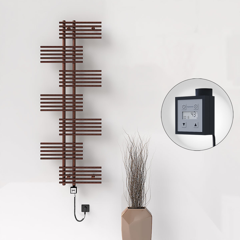 Fiji Sèche Serviettes Electrique 650x1762 Antique Cuivre Ktx3 1000 Watt Câble en spirale
