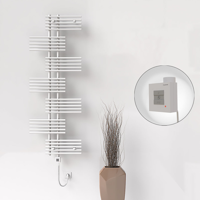 FIJI Electric Towel Warmer 650x1762 White (KTX1 Thermostat) 1000W Spiral Cable