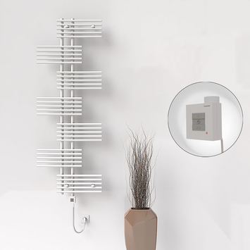 Radiva - Fiji Sèche Serviettes Electrique 650x1762 Blanc Ktx1 1000 Watt Câble en spirale