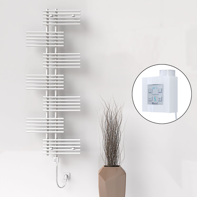 Fiji Sèche Serviettes Electrique 650x1762 Blanc Ktx4 1000 Watt Câble en spirale