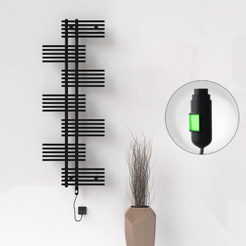 Radiva - Fiji Sèche Serviettes Electrique 650x1762 Noir mat (On/Off) 900 W