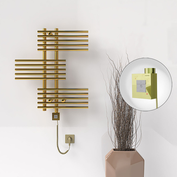 Radiva - FIJI Electric Towel Warmer 650x740 Gold (KTX1 Thermostat) 200W Spiral Cable
