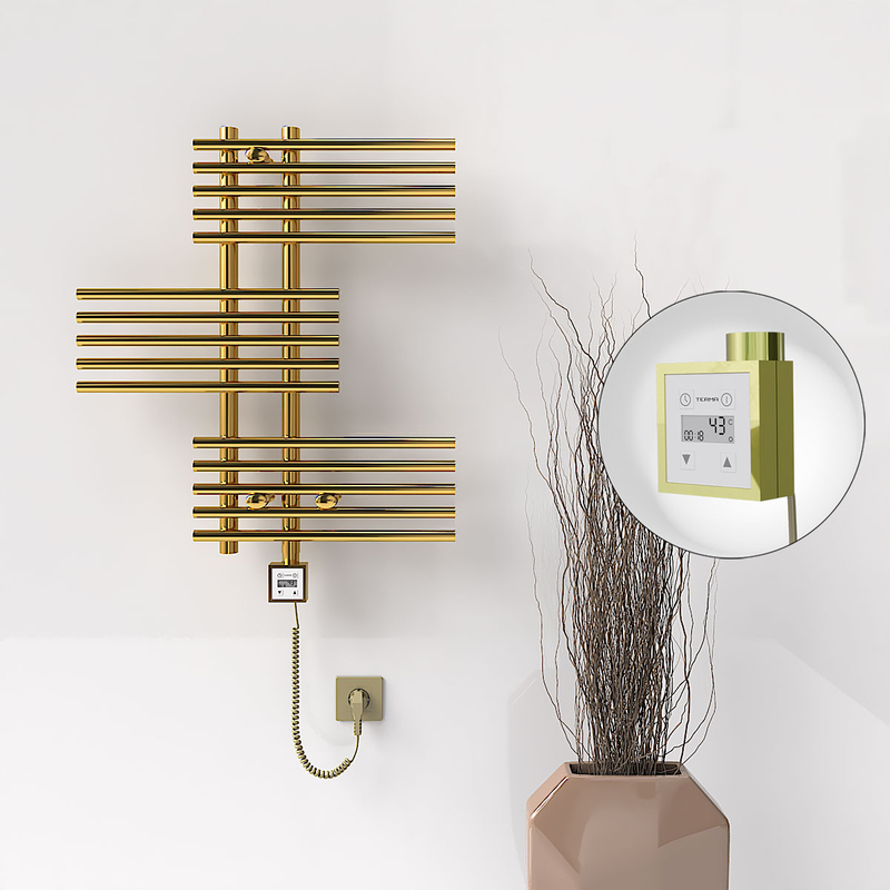 FIJI Electric Towel Warmer 650x740 Gold (KTX3 Thermostat) 200W Spiral Cable