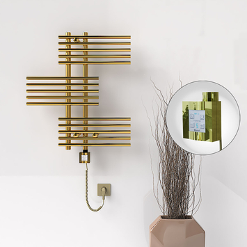 Radiva - FIJI Electric Towel Warmer 650x740 Gold (KTX4 Thermostat) 200W Spiral Cable
