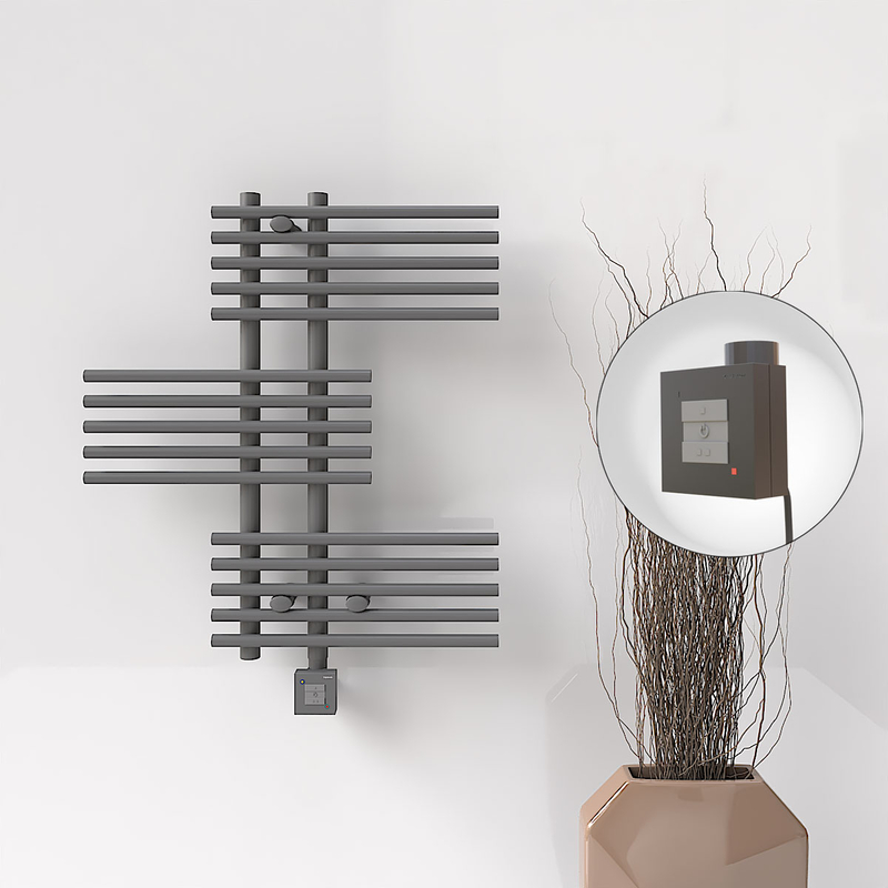 FIJI Electric Towel Warmer 650x740 Anthracite (KTX1 Thermostat) 300W