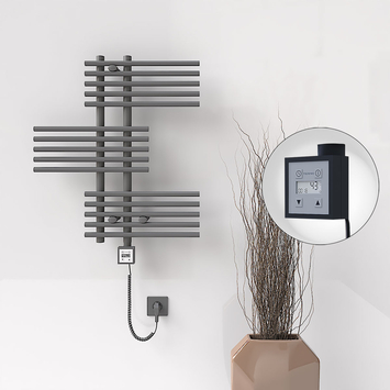 Radiva - Fiji Sèche Serviettes Electrique 650x740 Anthracite Ktx3 300 Watt Câble en spirale