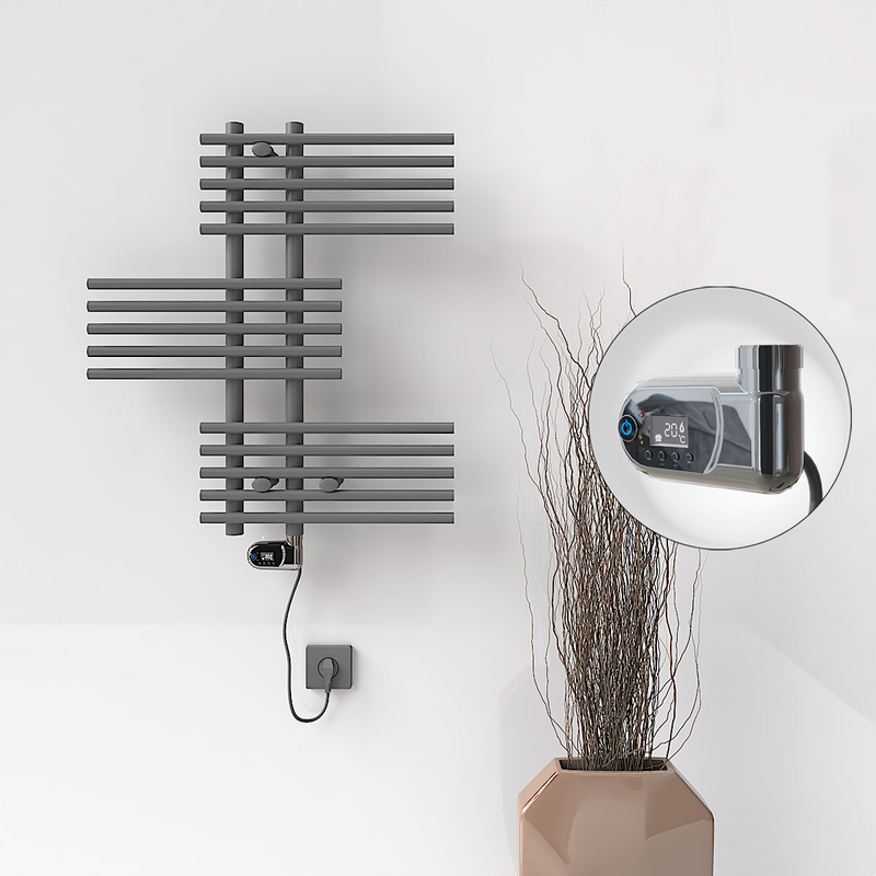 FIJI Electric Towel Warmer 650x740 Anthracite (Thesis Thermostat) 300W