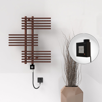 Radiva - Fiji Sèche Serviettes Electrique 650x740 Antique Cuivre Ktx1 200 Watt Câble en spirale