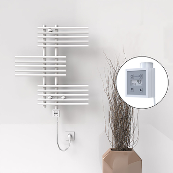  - Fiji Sèche Serviettes Electrique 650x740 Blanc Ktx3 300 Watt Câble en spirale