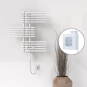  - Fiji Sèche Serviettes Electrique 650x740 Blanc Ktx4 300 Watt Câble en spirale