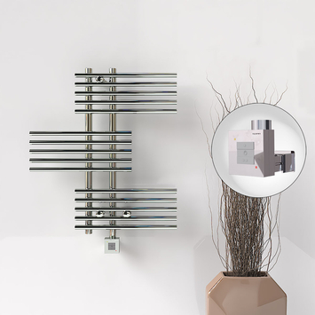  - FIJI Electric Towel Warmer 650x740 Chrome (KTX1 Thermostat) 200W