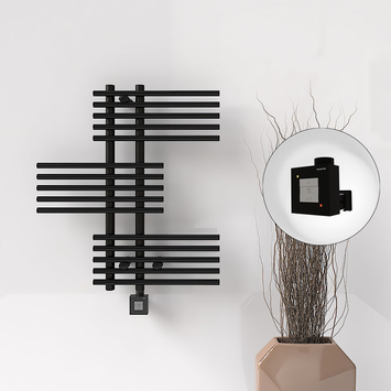 Radiva - FIJI Electric Towel Warmer 650x740 Black Matt (KTX1 Thermostat) 300W Radiva - FIJI Electric Towel Warmer 650x740 Black Matt (KTX1 Thermostat) 300W