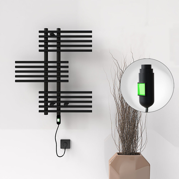 Radiva - Fiji Sèche Serviettes Electrique 650x740 Noir mat (On/Off) 300 Watt