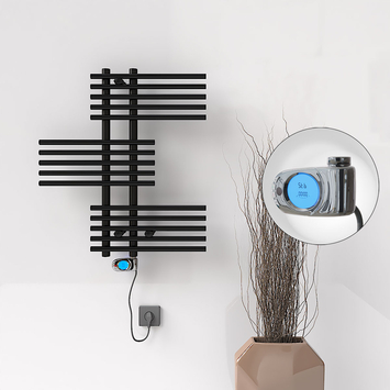 Radiva - FIJI Electric Towel Warmer 650x740 Black Matt (Musa Thermostat) 300W Radiva - FIJI Electric Towel Warmer 650x740 Black Matt (Musa Thermostat) 300W