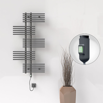 Radiva - Fiji Sèche Serviettes Electrique 650x1250 Anthracite (On/Off) 600 Watt