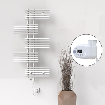 Radiva - Fiji Sèche Serviettes Electrique 600 Watt 650x1250 Blanc (Thermostat Thesis)