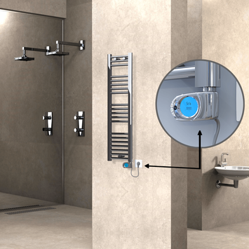 Radiva - Haiti Electric Towel Warmer 300x1100 Flat Chrome (Musa Thermostat) 200 Watt